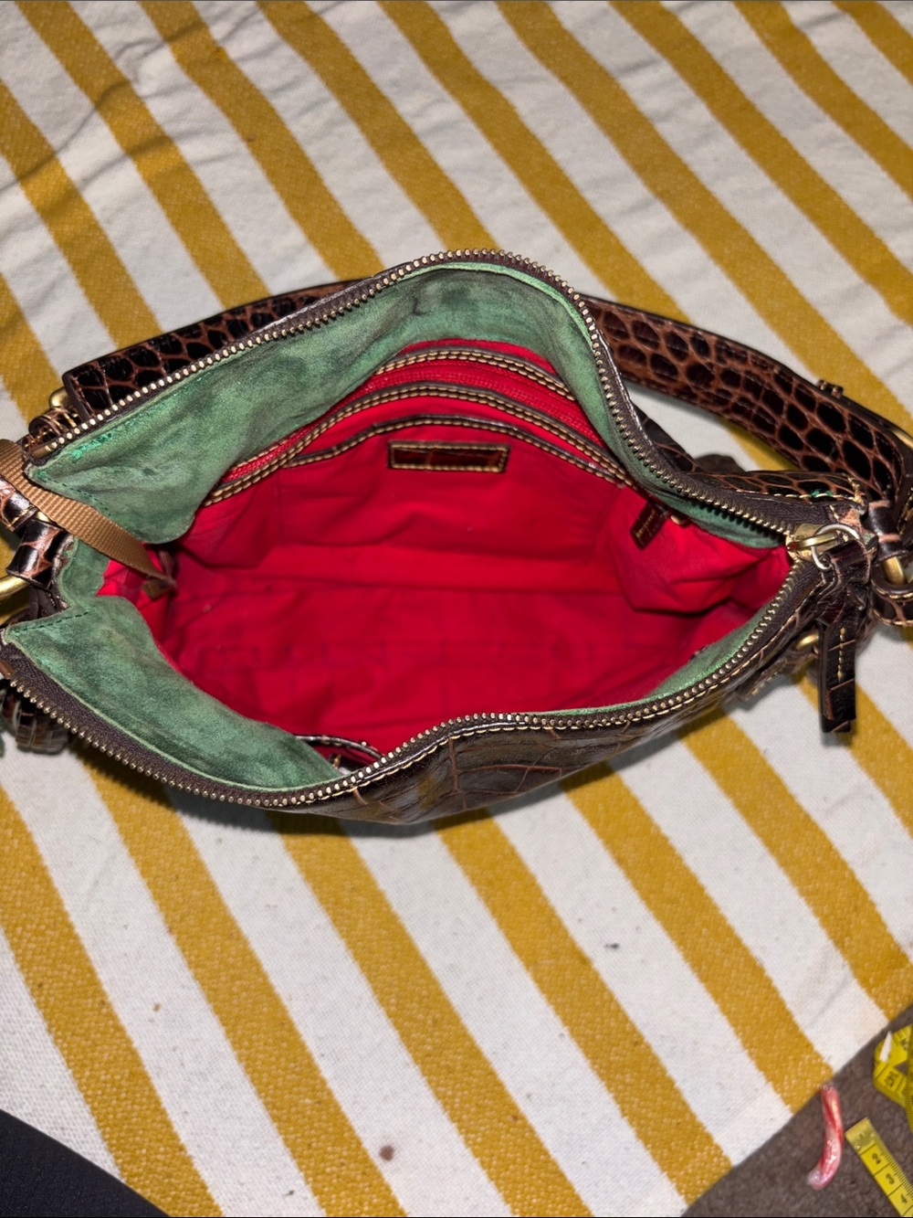 Dooney & Bourke Dark Brown Croc-Shoulder Bag - Picture 11 of 14
